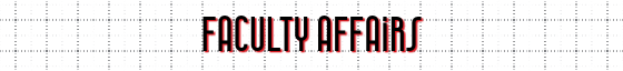 Faculty Affairs section header. Large graph paper background, section title in black letters with red shadow