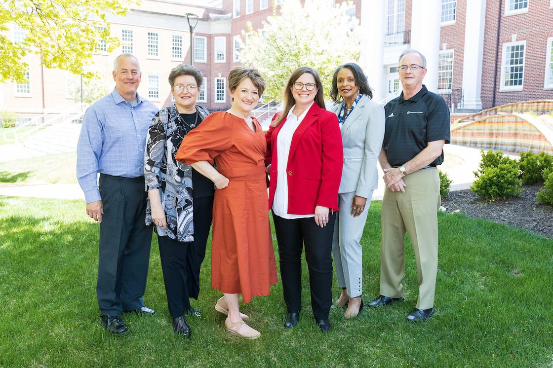 The Educational Leadership team poses on UNO's campus