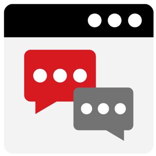 Image of two text bubbles representing a discussion board