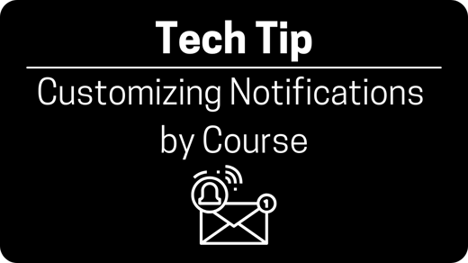 Image to click that says tech tip: customizing notifications by course