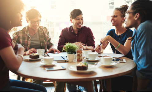 friends chatting over coffee