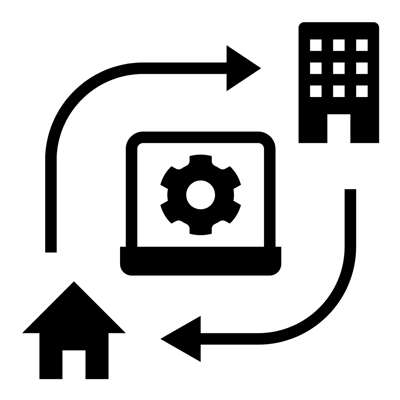 arrows pointing back and forth from home to school