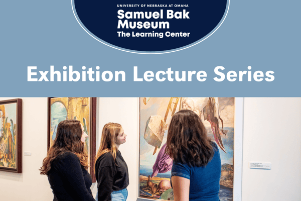 Banner tile showing three students with Samuel Bak Museum logo, that says Exhibition Lecture Series.