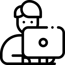 outline of person on computer