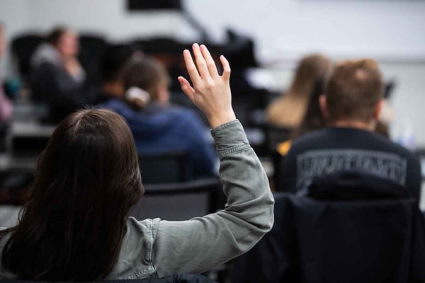 hand raised with background