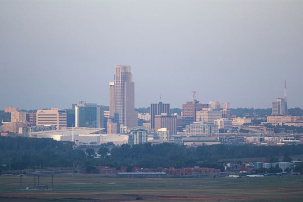  Omaha skyline at dusk or dawn gray