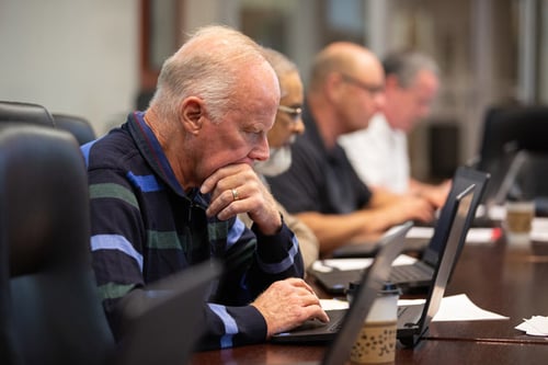 adult learner at computer