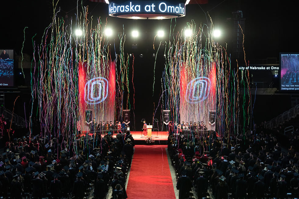 Confetti drops at UNO's commencement