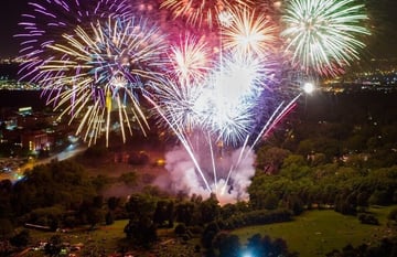 colorful fireworks shooting into the sky 